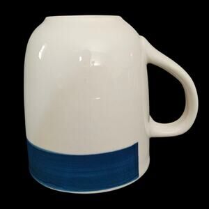 Set of 4 Gibson Blue Band Coffee Mugs Modern White Ceramic Cups